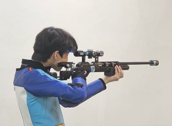 김재민(의정부 경민고)가 23일 2024 한국실업사격연맹회장배 전국사격대회에서 대회신기록을 세우며 정상에 올랐다. 사진은 김재민 선수. (사진=김재민 선수 제공)