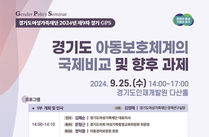 경기도여성가족재단 제9차 경기GPS(Gender Policy Seminar) 홍보 포스터. (자료=경기도 제공)