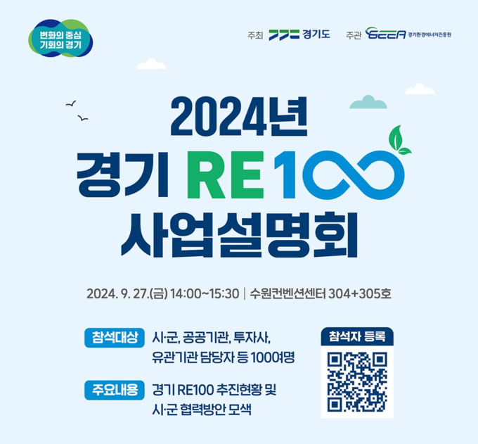 ‘2024년 경기 RE100 사업설명회’ 홍보 포스터. (사진=경기도 제공)