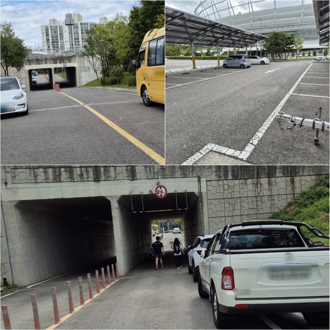 남동구 수산동 소래로에 있는 남동다목적실내체육관과 남동체육관 인근에 주차된 차량들. ( 사진 = 유지인 기자 )
