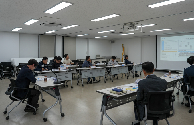 안양시의화 총무경제위원회가 양평군 경기도시장상권진흥원을 찾아 현장 활동을 하고 있다. (사진=안양시의회 제공)