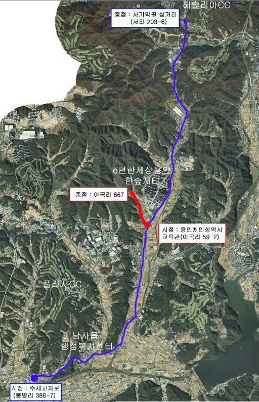 용인시가 명예도로명을 부여할 처인구 남사읍 도로. (사진=용인시 제공)