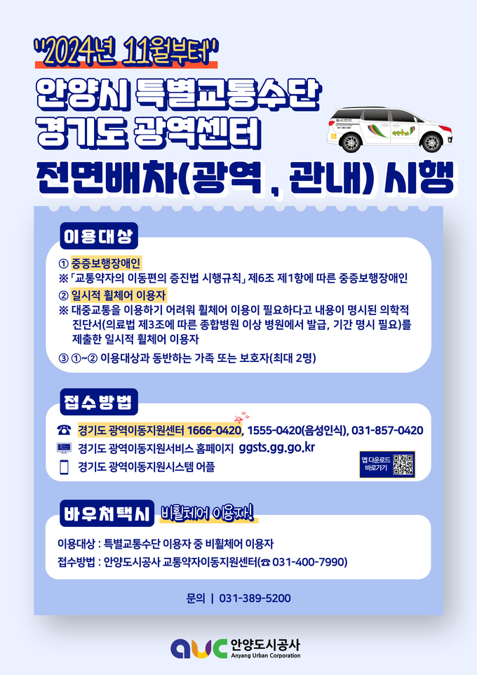 안양도시공사의 특별교통수단 경기도 광역센터 전면배차 포스터. (사진=안양도시공사 제공)
