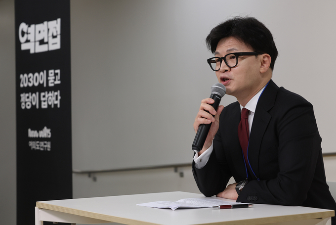 한동훈 국민의힘 대표가 27일 오후 서울 성동구 성수동 인근에서 열린 행사에서 발언하고 있다. (사진=연합뉴스)
