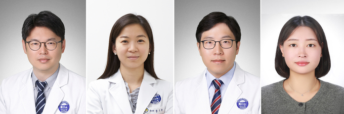(왼쪽부터) 분당 차병원 혈액종양내과 전홍재 교수, 병리과 황소현 교수, 혈액종양내과 김찬 교수, 차 의과학대학교 의생명과학과 우선정 석사. (사진=분당차병원 제공)
