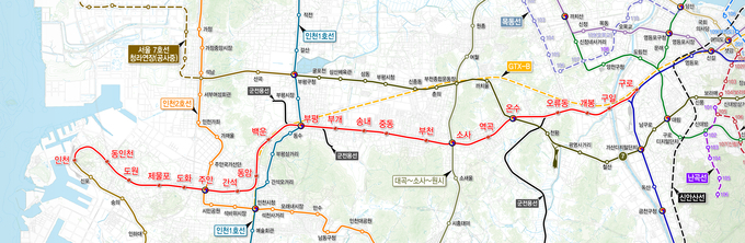 경인전철 지하화 추진 노선도. ( 사진 = 인천시 제공 )