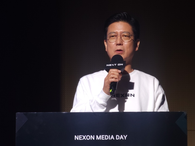 30일 판교 넥슨 사옥에서 열린 미디어데이 'NEXT ON'에 참석한 강대현 넥슨코리아 공동대표가 발언하고 있다. (사진=이효정 기자)