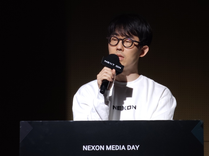 30일 판교 넥슨 사옥에서 열린 미디어데이 'NEXT ON'에 참석한 김정욱 넥슨코리아 공동대표가 발언하고 있다. (사진=이효정 기자)