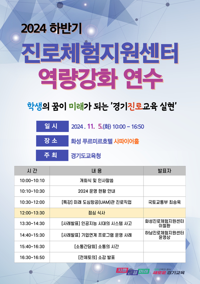 2024 하반기 진로체험지원센터 역량 강화 연수 참고자료. (사진=경기도교육청 제공)