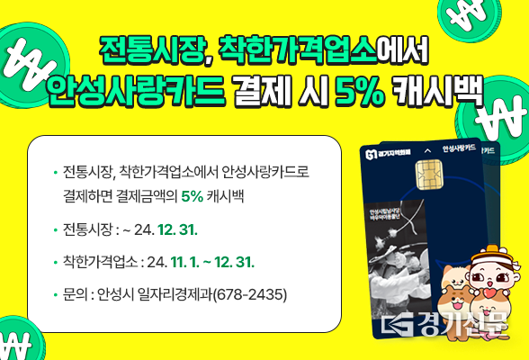착한가격업소 캐시백 지급 안내문. (사진=안성시 제공)