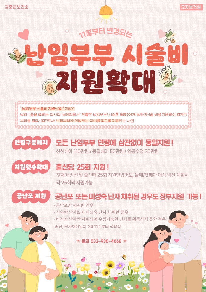 난임부부 시술비 지원 확대 포스터. ( 사진 = 강화군 제공 )