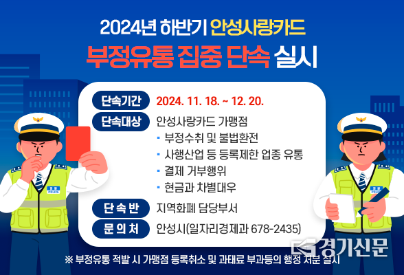 '안성사랑카드' 부정유통 단속 홍보물. (사진=안성시 제공)