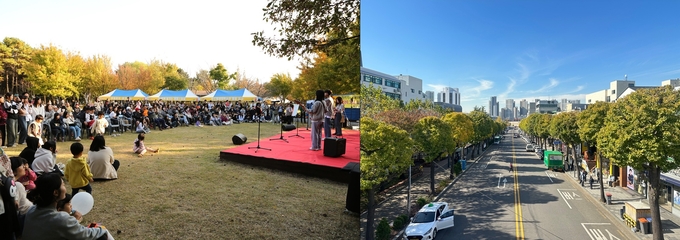 (왼쪽)중구 세계평화의 숲. (오른쪽)미추홀구 인하로 은행나무 가로수길. ( 사진 = 인천시 제공 )
