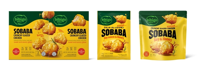  '비비고 소바바치킨' 글로벌 제품 이미지(왼쪽부터 미국, 일본, 유럽) (사진=CJ제일제당 제공)