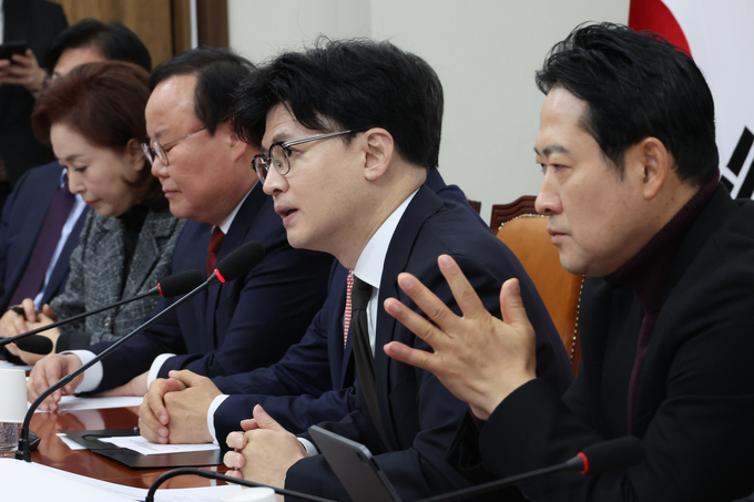 한동훈 국민의힘 대표가 28일 오전 국회에서 열린 최고위원회의에서 발언하고 있다. (사진=연합뉴스)