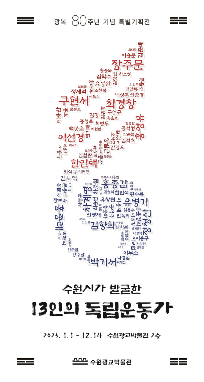 수원광교박물관 광복 80주년 특별기획전 '수원시가 발굴한 13인의 독립운동가' 홍보물. (사진=수원시 제공)