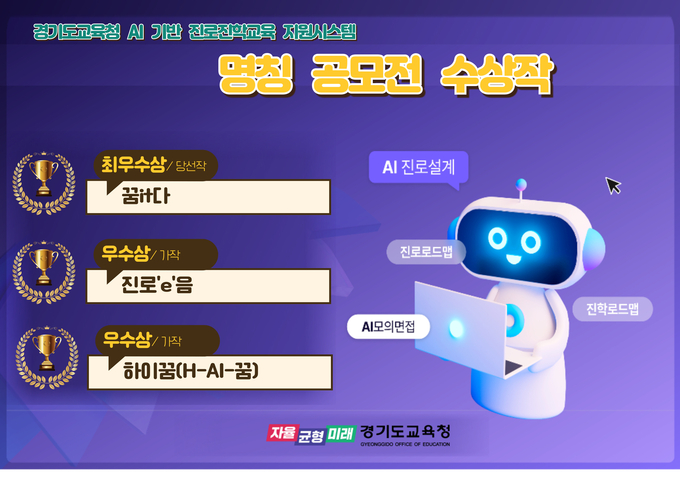 경기도교육청 '인공지능(AI) 기반 진로진학교육 지원시스템' 수상작. (사진=경기도교육청 제공)