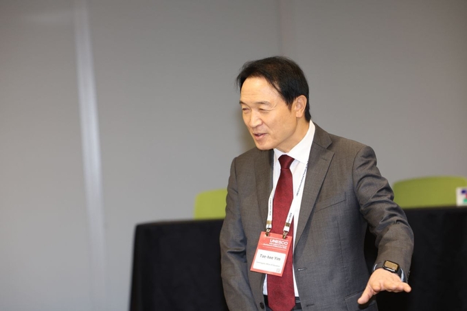 4일 임태희 경기도교육감이 수원컨벤션센터에서 진행되는 '2024 유네스코 교육의 미래' 국제포럼 프레스센터를 찾았다. (사진=경기도교육청 제공)