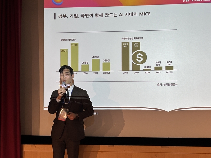 민환기 대표가 '경험경제 시대를 리드한다'를 주제로 발표하고 있다. (사진=마인즈그라운드 제공)