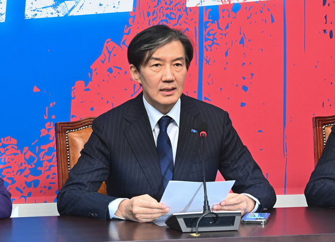 조국 조국혁신당 대표가 12일 오후 국회에서 기자간담회를 하고 있다. (사진=옥지훈 기자)