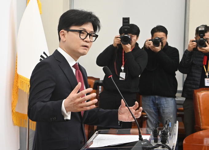 한동훈 국민의힘 대표가 12일 입장 발표를 하고 있다. (사진=옥지훈 기자)