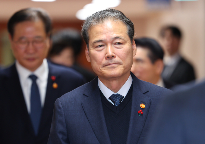 김영호 통일부 장관이 3일 오전 정부서울청사에서 열린 국무회의에 참석하고 있다. (사진=연합뉴스)