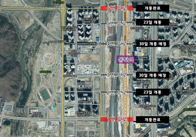 화성 동탄1·2신도시를 잇는 경부직선화 상부연결도로. (사진=화성시 제공)