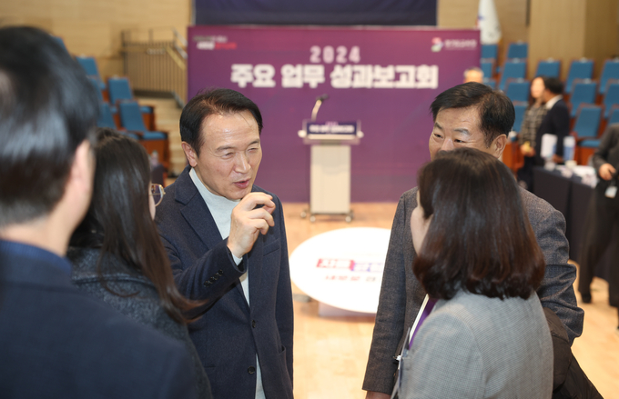 26일 개최된 경기도교육청 2024 주요 업무 성과보고회에서 임태희 경기도교육감이 발언하고 있다. (사진=경기도교육청 제공)