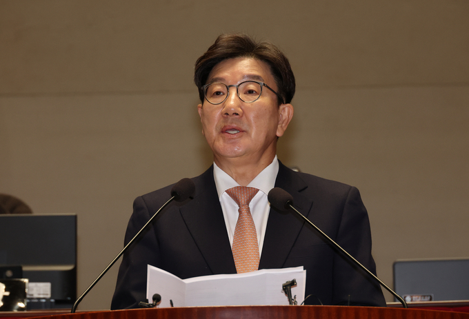 권성동 국민의힘 대표 권한대행 겸 원내대표가 26일 국회에서 열린 국민의힘 의원총회에서 발언하고 있다. (사진=연합뉴스)