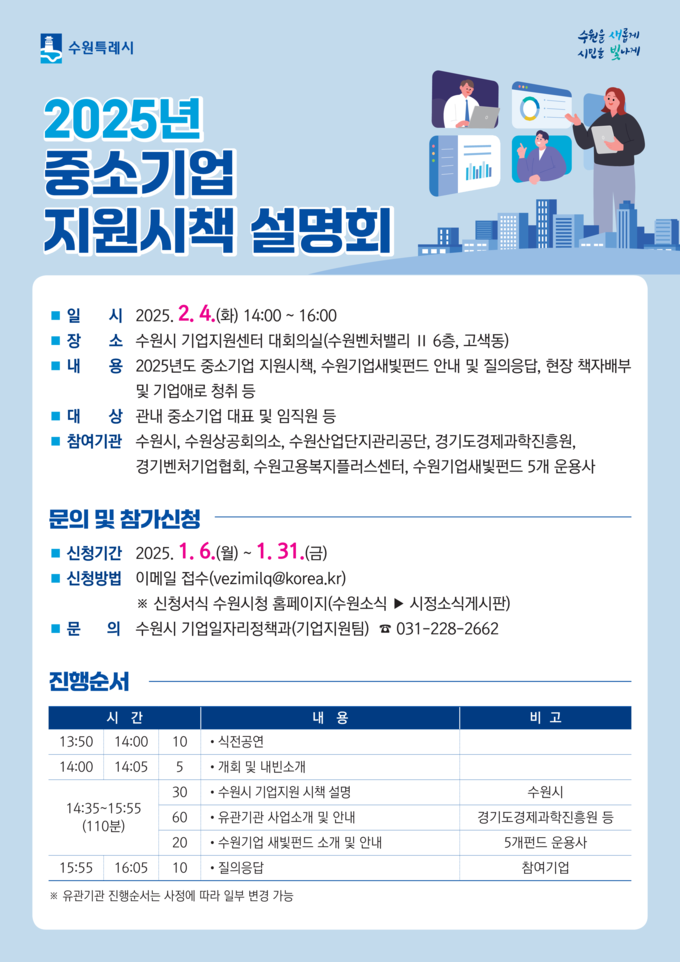수원시 '2025 중소기업 지원시책 설명회' 홍보물. (사진=수원시 제공)