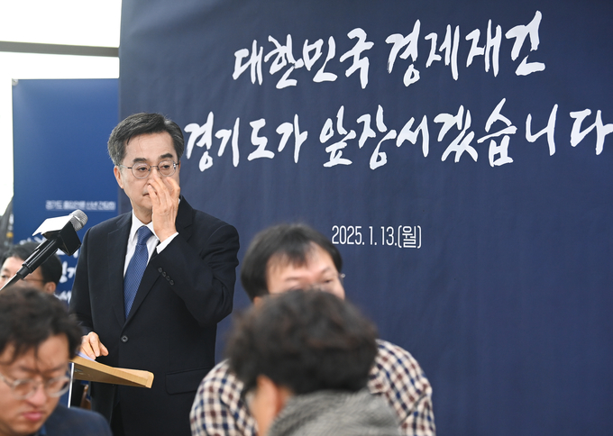 김동연 경기도지사가 13일 오전 수원시 팔달구 한 음식점에서 신년기자간담회를 하고 있다. (사진=옥지훈 기자)