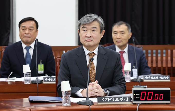 조태용 국가정보원장이 13일 오전 국회 정보위원회 전체회의에 출석하고 있다. (사진=연합뉴스)