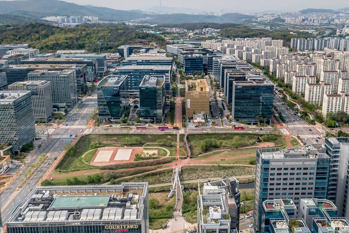 판교테크노밸리 공공분양 일자리연계형 지원주택이 들어설 부지 항공사진. (사진=성남시 제공)