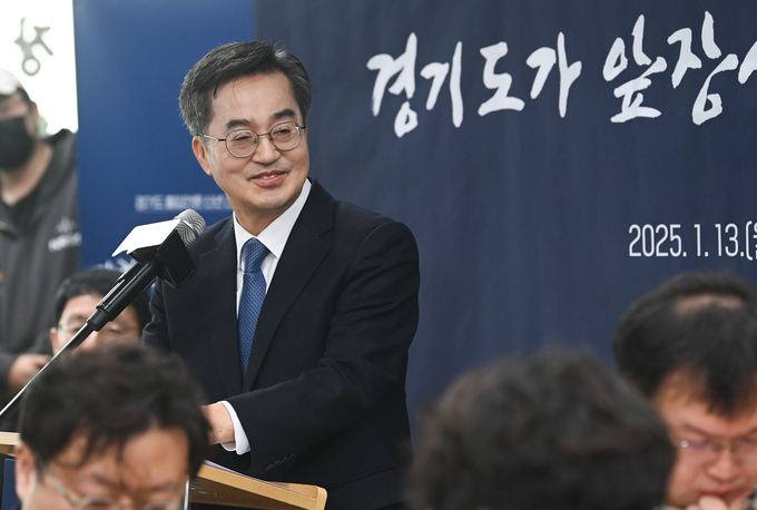 김동연 경기도지사가 지난 13일 오전 경기도 수원시 팔달구 한 음식점에서 신년기자간담회를 하고 있다. (사진=옥지훈 기자)