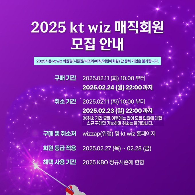 프로야구 KT 위즈 2025 매직회원 모집 안내 포스터. (사진=KT 위즈 제공)