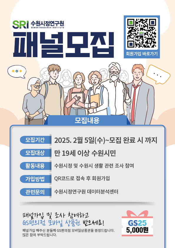 수원시정연구원 2025 신규 시민패널 모집 홍보물. (사진=수원시정연구원 제공)