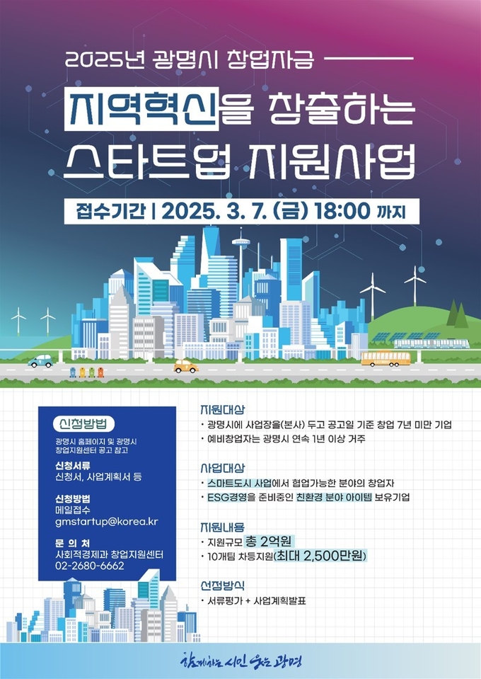 광명시가 지역 내 창업 생태계를 더욱 활성화하고 지속 가능한 성장을 도모하는 스타트업을 발굴해 지원한다. (사진=광명시 제공)