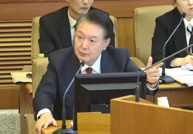 윤석열 대통령이 20일 서울 종로구 헌법재판소에서 열린 본인의 탄핵 심판 10차 변론에서 발언하고 있다. (사진=헌법재판소 제공)
