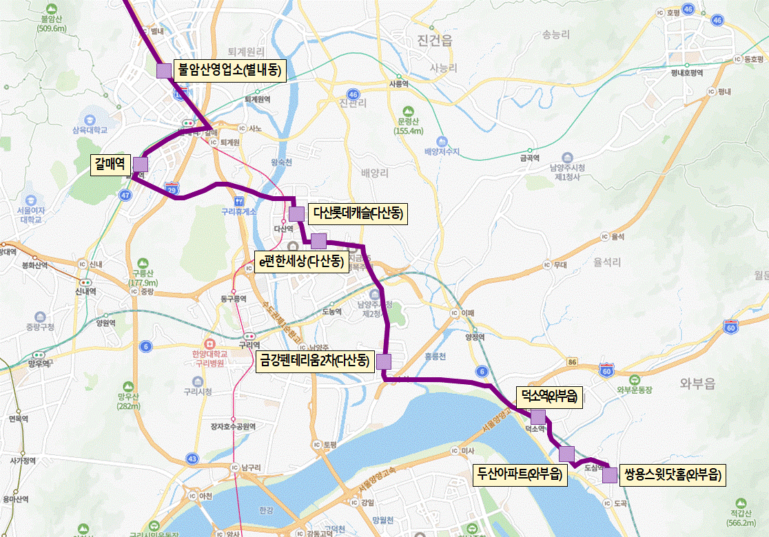 4800번 공항버스 노선도. (노선도=남양주시 제공)