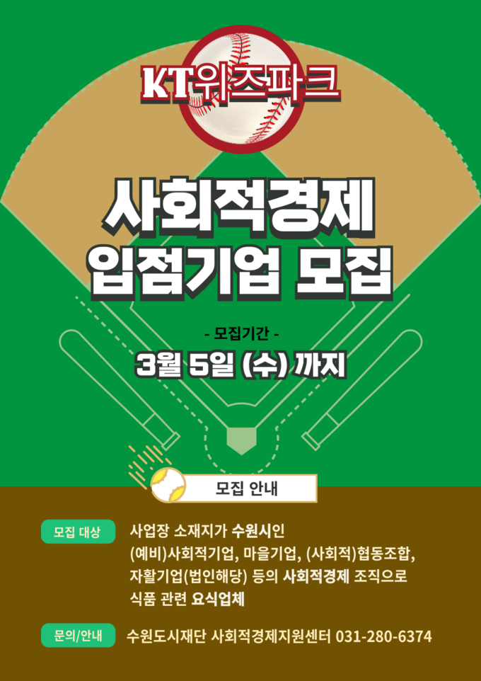 KT위즈파크 입점 기업 모집 홍보물. (사진=수원도시재단 제공)