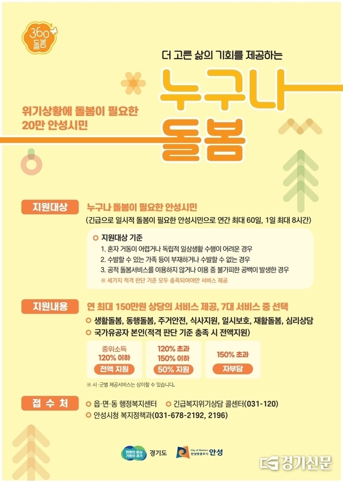 ‘누구나 돌봄’ 서비스 홍보 포스터. (사진=안성시 제공)