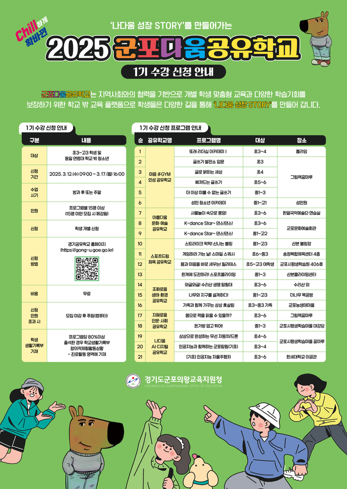 2025 군포다움공유학교 1기 수강신청 포스터. (사진=군포의왕교육지원청 제공)
