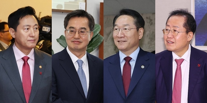 (왼쪽부터) 오세훈 서울시장, 김동연 경기도지사, 유정복 인천시장, 홍준표 대구시장. (사진=연합뉴스)