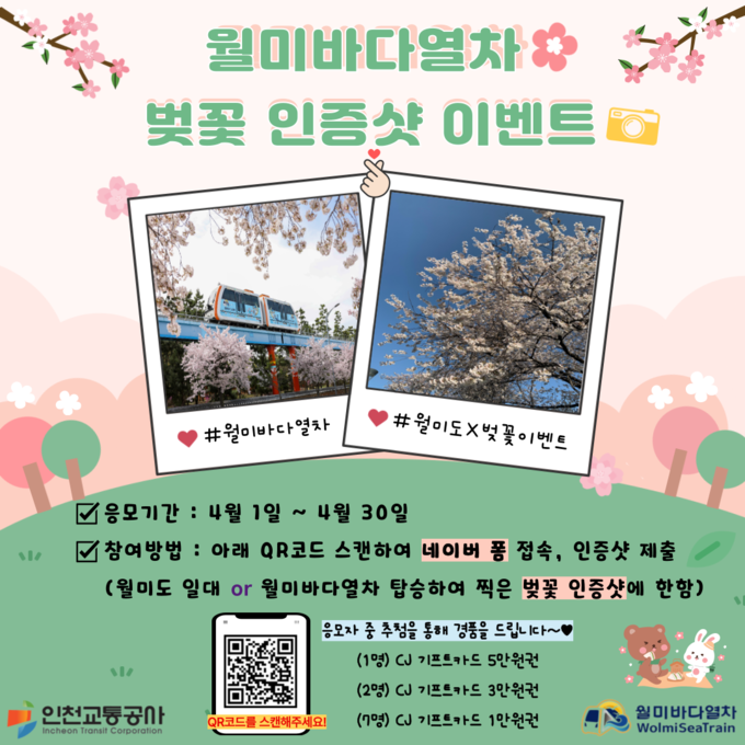월미바다열차 벚꽃 인증샷 이벤트 홍보물. ( 사진 = 인천교통공사 제공 )