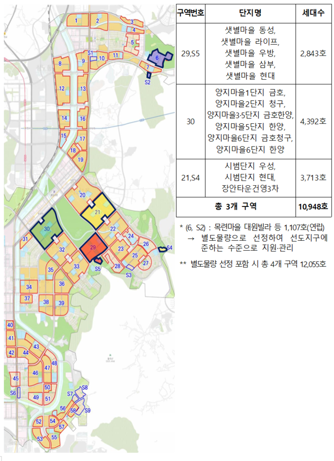 분당 신도시 선도지구 선정 결과. (자료=국토부 제공)