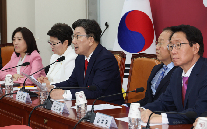 권성동 국민의힘 원내대표가 8일 국회에서 열린 비상대책위원회의에서 발언하고 있다. (사진=연합뉴스)