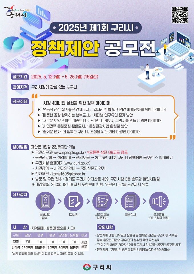 ‘2025년 제1회 구리시 정책 제안 공모전’ (포스터=구리시 제공)