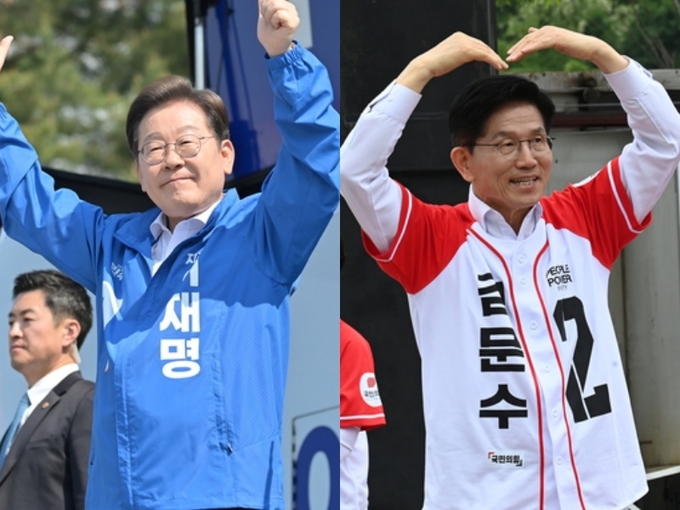(왼쪽부터) 이재명 더불어민주당 대선 후보, 김문수 국민의힘 대선 후보. (사진=옥지훈 기자)