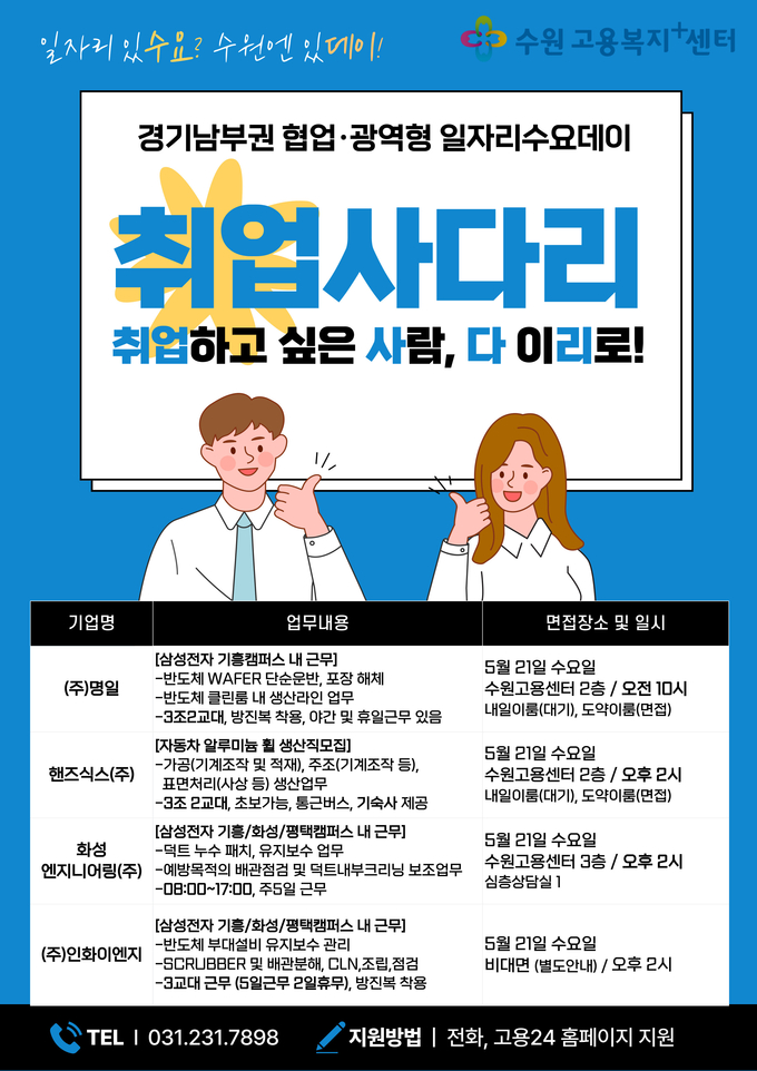 경기남부권 광역형 '일자리 수요데이' 홍보물. (사진=고용노동부 경기지청 제공)