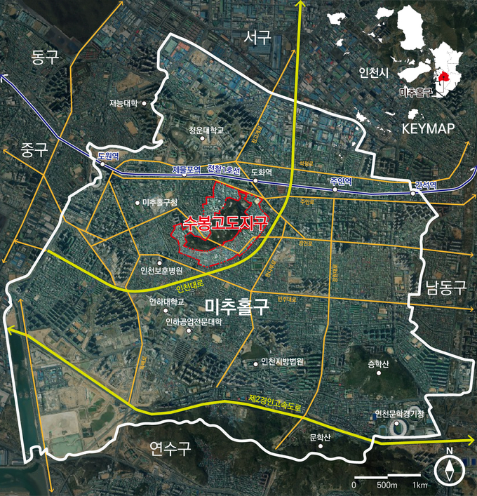 수봉 고도지구 위치도. ( 사진 = 인천시 제공 )